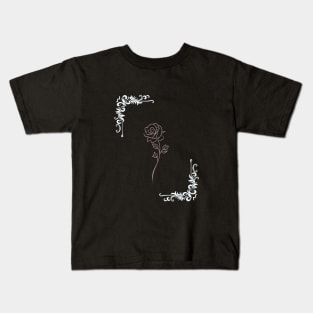 Minimalist Rose with Corner Ornament Kids T-Shirt